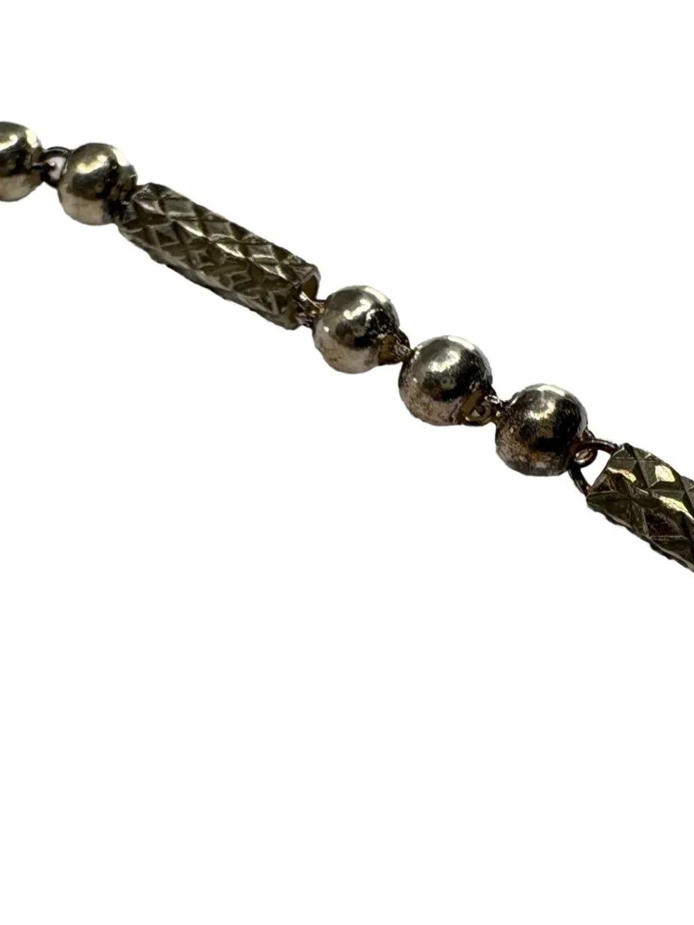 925 Sterling Silver Beaded Chain Necklace 21.6